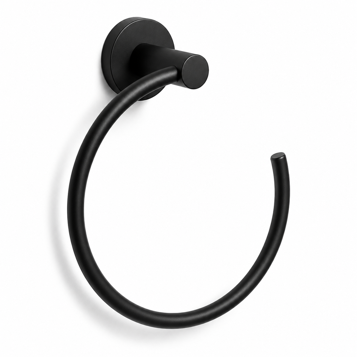 Anneau porte-serviette rond noir mat pour lavabo 20 cm
