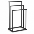 Porte-serviettes sur pied à trois niveaux noir mat 85 cm