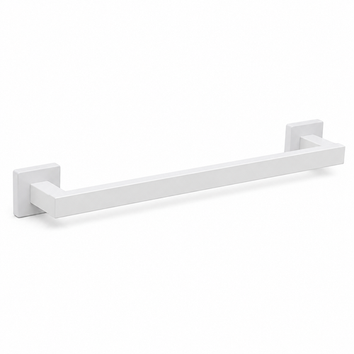 Barre porte-serviettes blanche à profil rectangulaire 40 cm