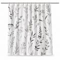 Rideau de douche blanc à motif botanique noir 180x200 cm
