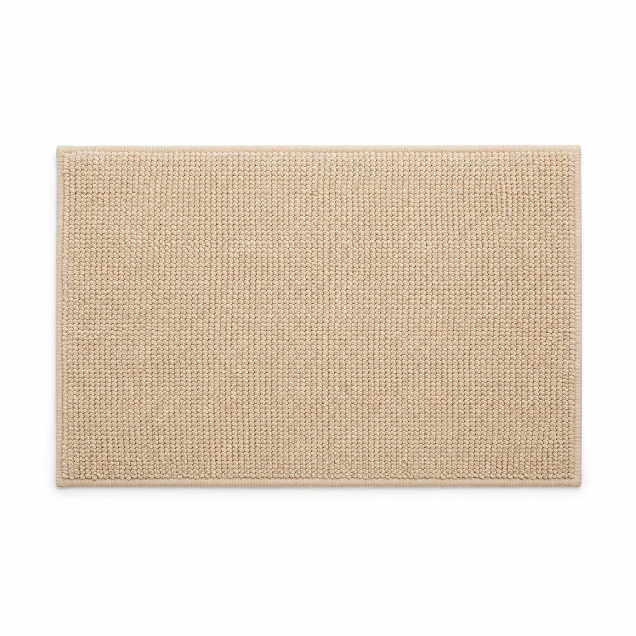 Tapis de bain bouclé beige en coton antidérapant 50x80 cm