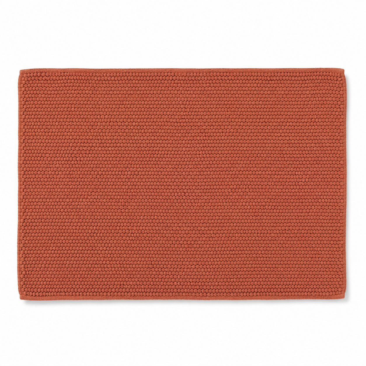 Grand tapis de bain terracotta en coton tissé 60x90 cm