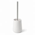 Brosse WC blanche avec pot en céramique mate 38 cm