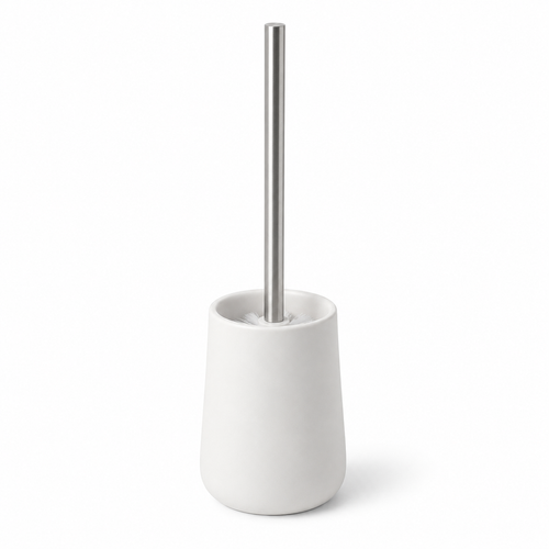 Brosse WC blanche avec pot en céramique mate 38 cm