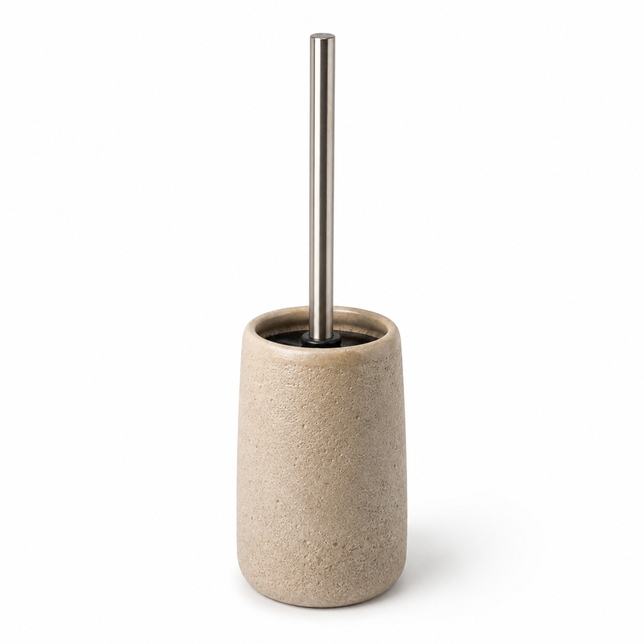 Brosse WC beige avec support en grès texturé 39 cm