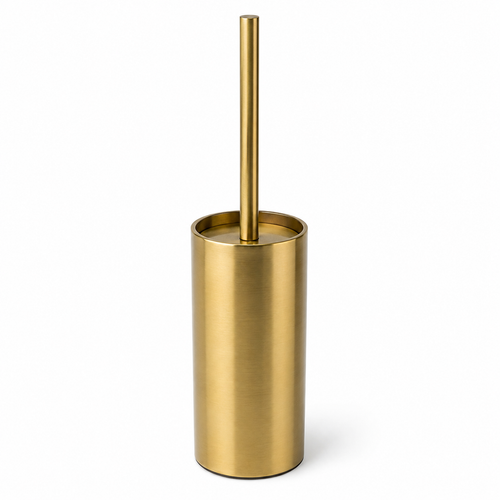 Brosse WC finition laiton brossé avec support cylindrique 40 cm
