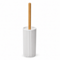 Brosse WC blanche et bambou avec support ventilé 39 cm