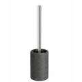 Brosse WC anthracite avec support en résine effet pierre 40 cm