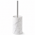 Brosse WC blanche effet marbre avec support en résine 40 cm