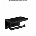 Porte-papier toilette mural noir mat avec tablette 18 cm