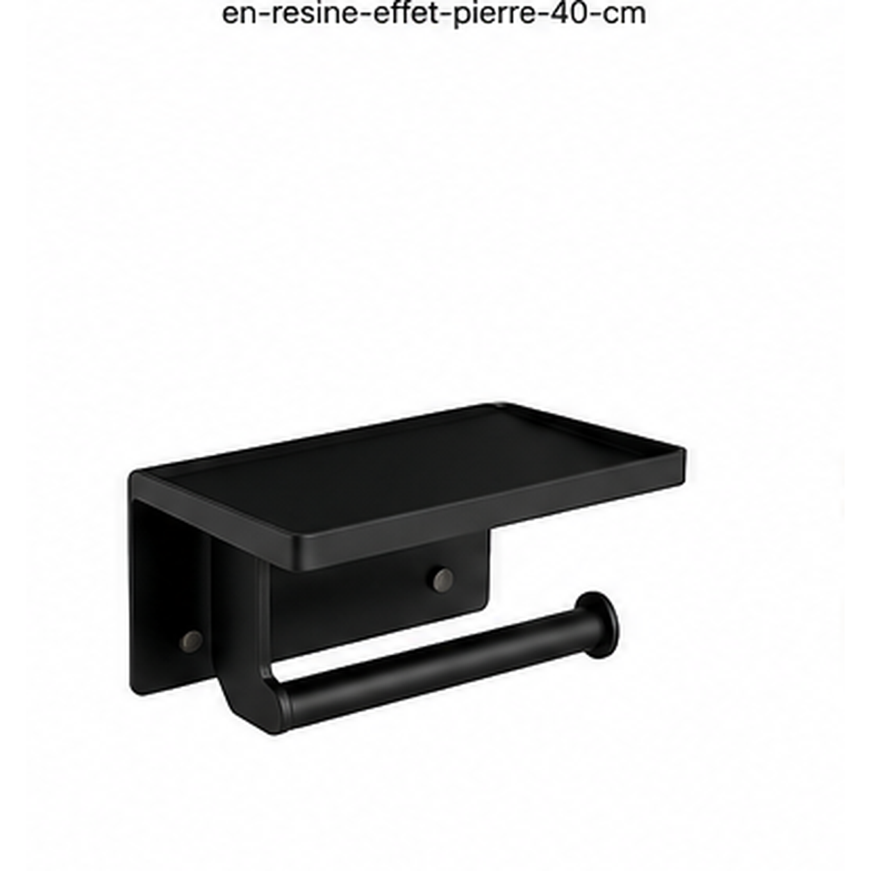 Porte-papier toilette mural noir mat avec tablette 18 cm